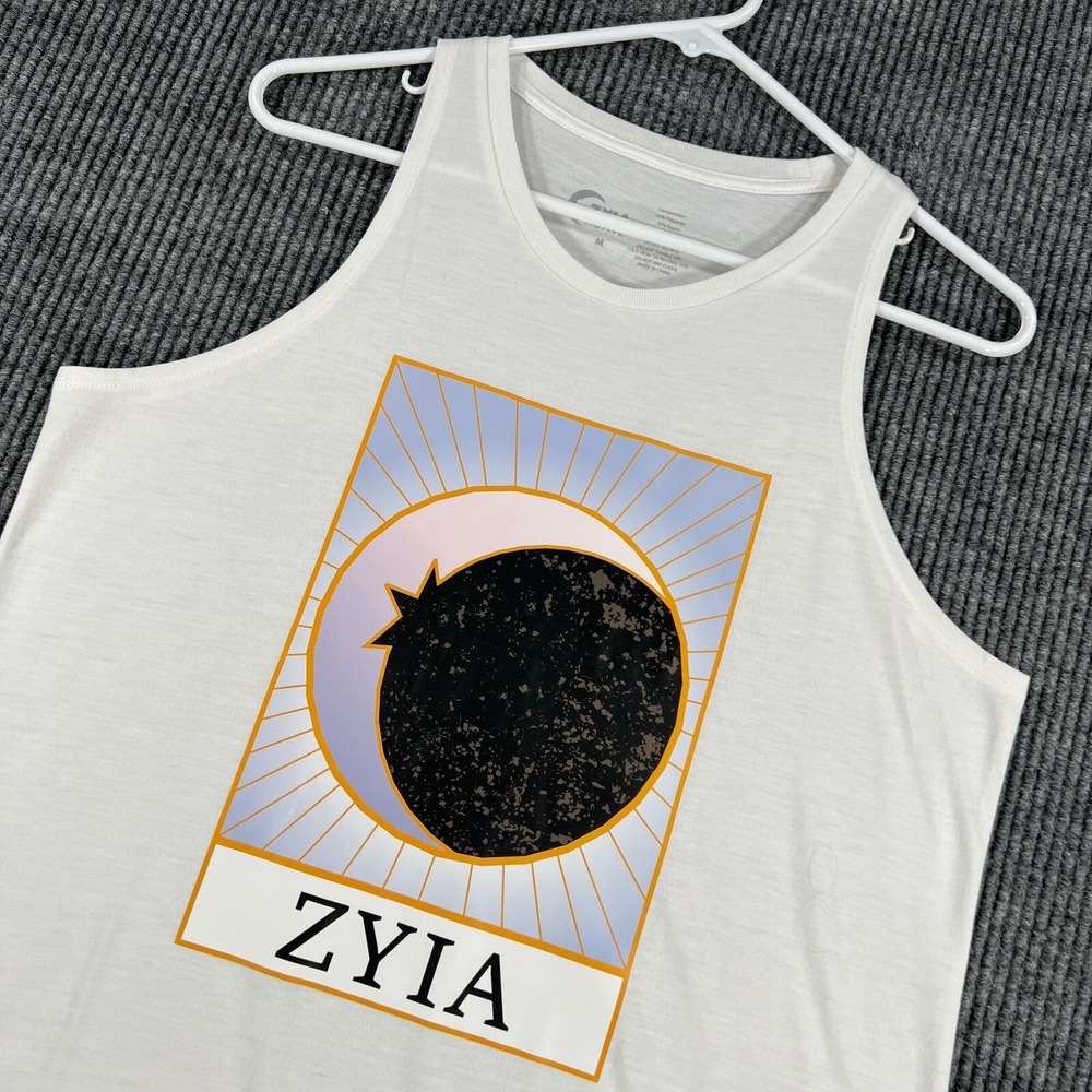 ZYIA Active Tank‎ Top Womens Medium White Sleeveless Yoga Workout Gym Run Lift